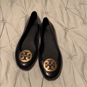 Tory Burch navy Reva jelly shoes